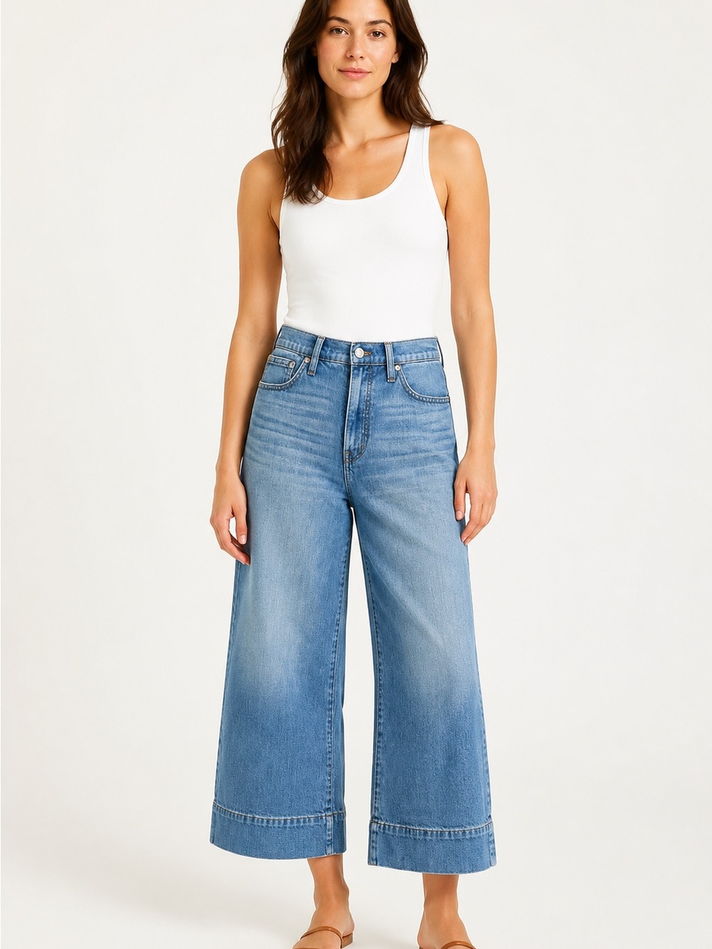 Madewell Light Blue High-Rise Wide-Leg Cropped Jeans
